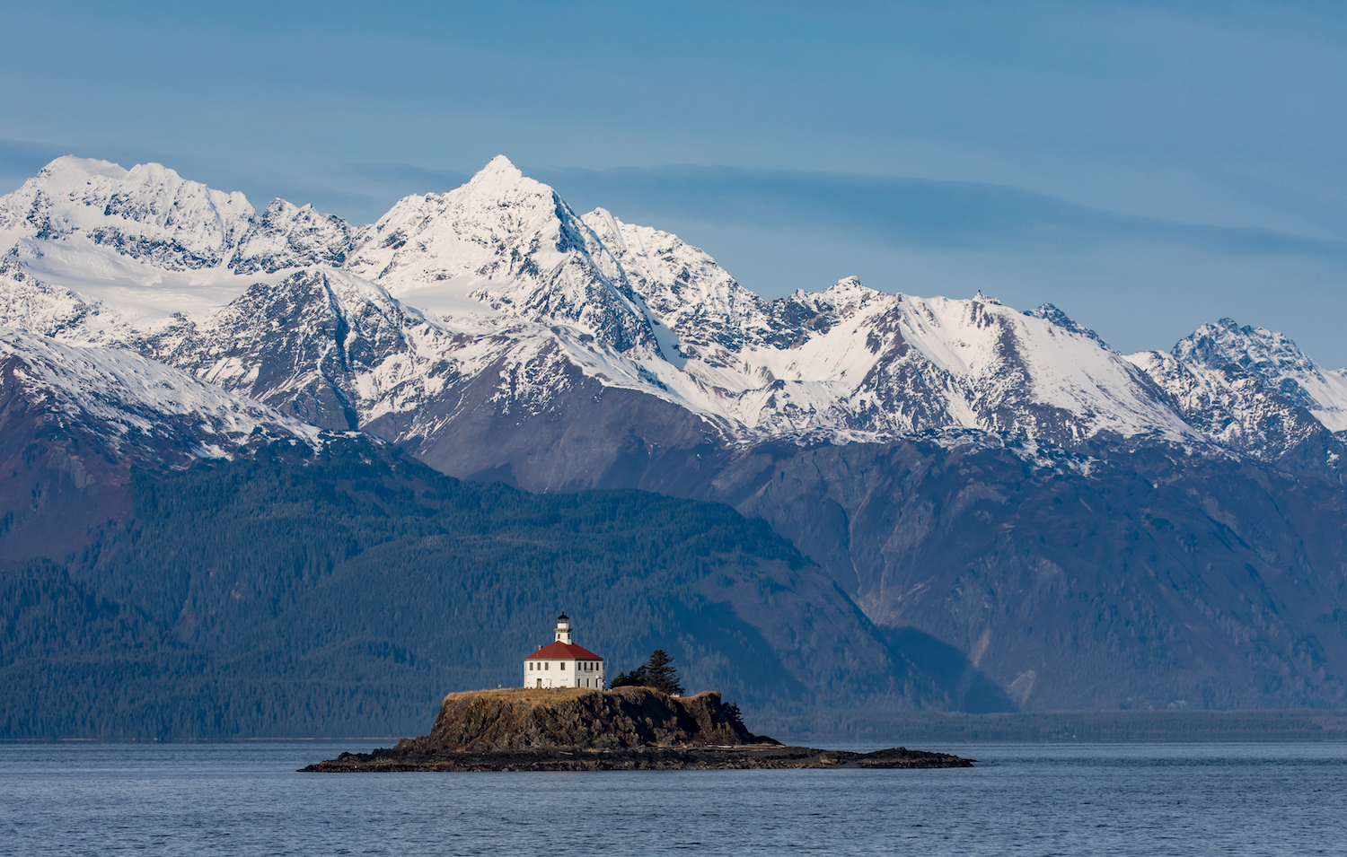 The Eldred Rock Lighthouse,Is,An,Historic,Octagonal,Lighthouse,Adjacent