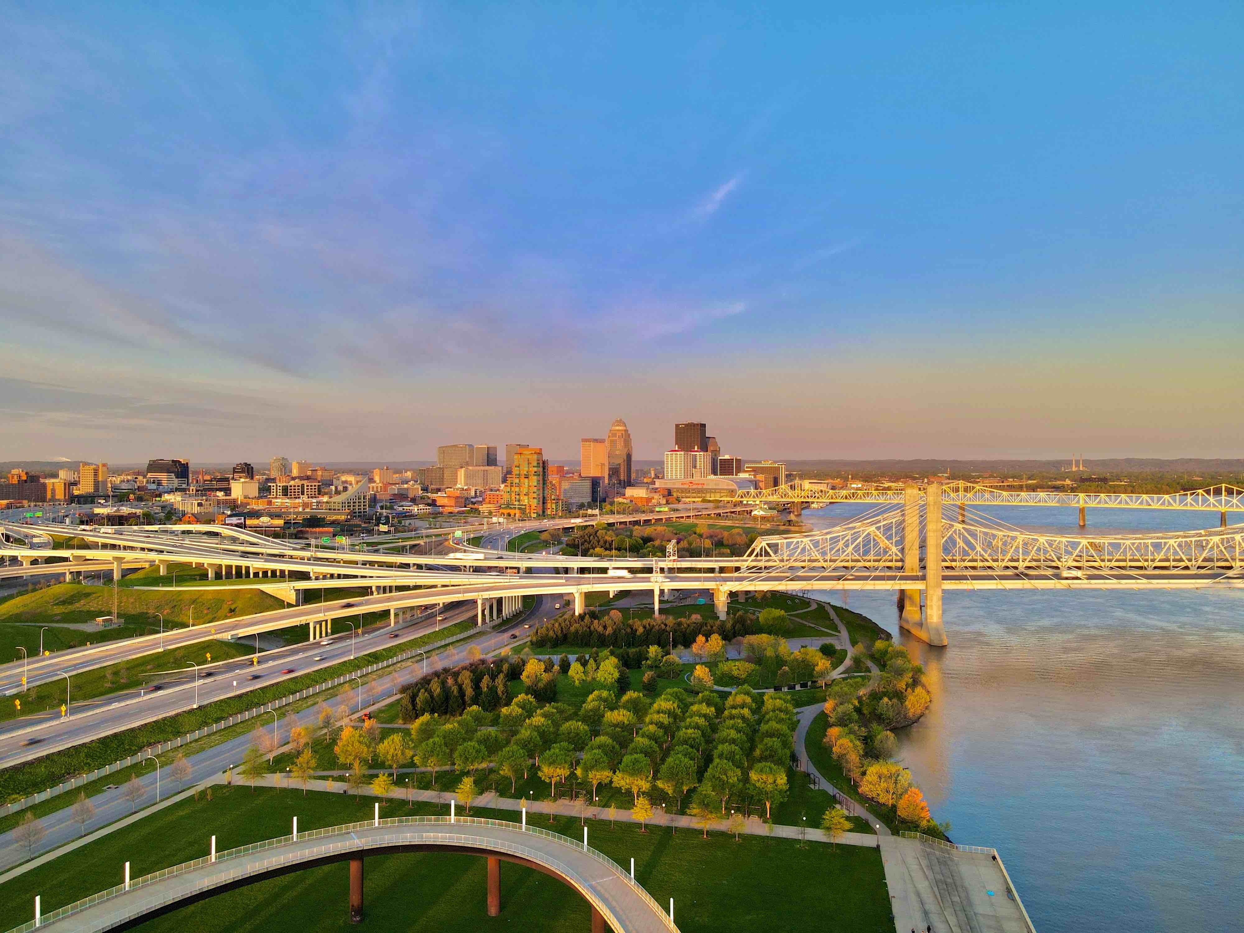 Aerial view of the Ferry Bridge in Lexington, KY