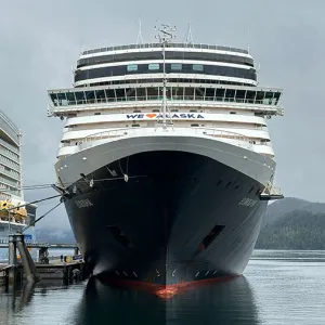 Front view of a cruise ship